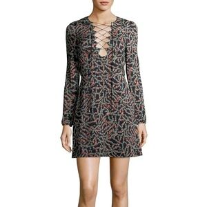 SALONI Nurul Floral Print Lace-Up Mini Dress